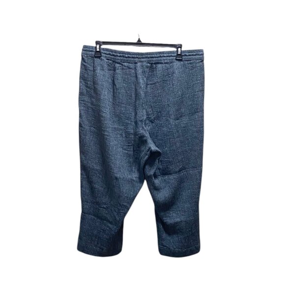 J.Jill Pure Jill Linen Blend Cropped Drawstring Pants Blue Size XL Coastal Boho - Picture 11 of 13